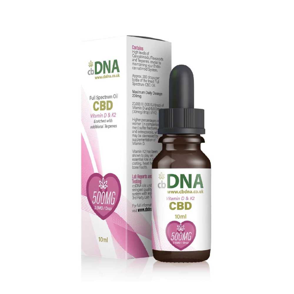 cbDNA 500mg CBD Oil + Vitamin D and K2-new
